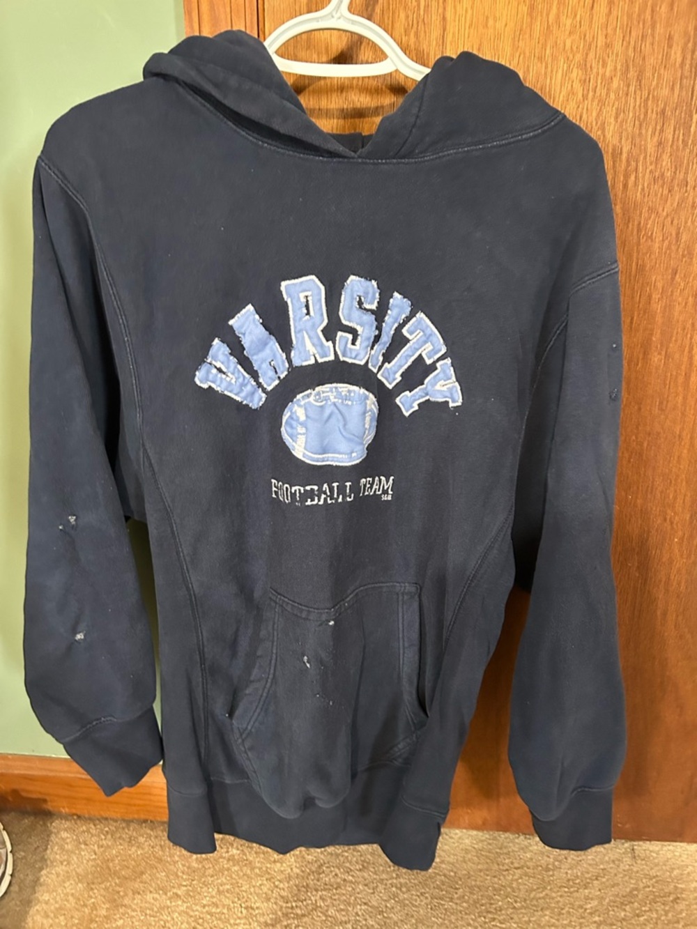 Steve & Barry's Navy Blue Varsity Graphic Crewneck Hoodie